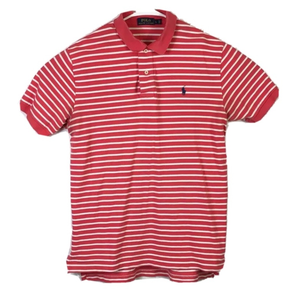 Polo Ralph Lauren pink and white polo size L